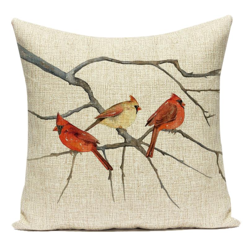 Country Style Cushions Cover Bird Feather Throw Pillow Case Home Decorative Sofa Bed Car Polyester Pillow Cover
