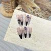 Handmade Press On Nail French Sparkling Nude Hand-painted 3D Glowing Pearl Purple Diamond Long Stiletto Fake Nail Patch Artificial Nail Reusable