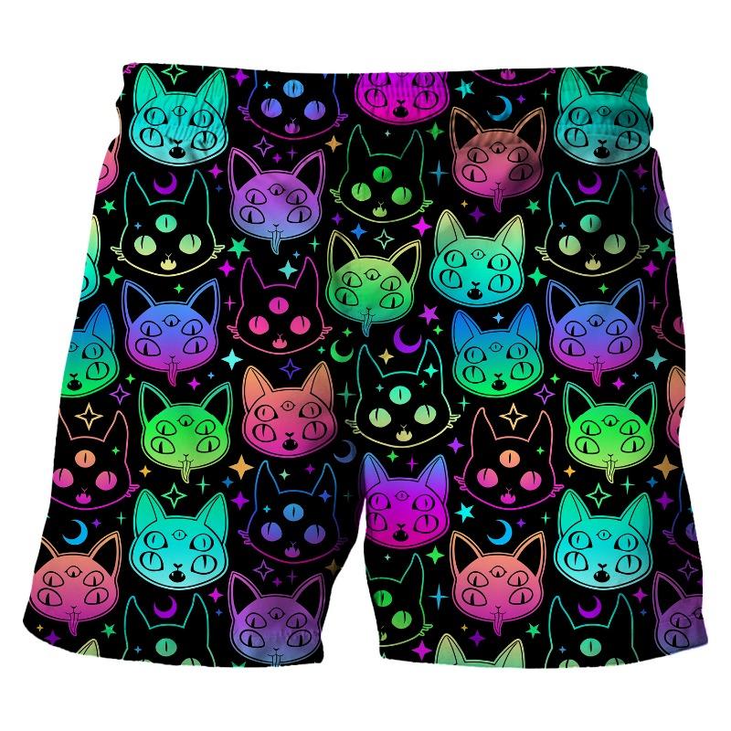 Summer Beach Style 3D Printed Loose Plus Size Quick Drying Shorts