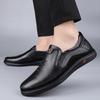 Men's Shoes 2025 Autumn New Waterproof One-pedal Casual Leather Shoes Men's Daily Non-slip Soft Sole Round Head Dad Shoes