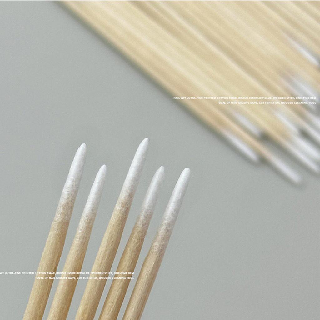 100pcs Nails Wood Cotton Swab Clean Sticks Buds Tip Wooden Cotton Head For UV Gel Polish Remover Nail Art Tools