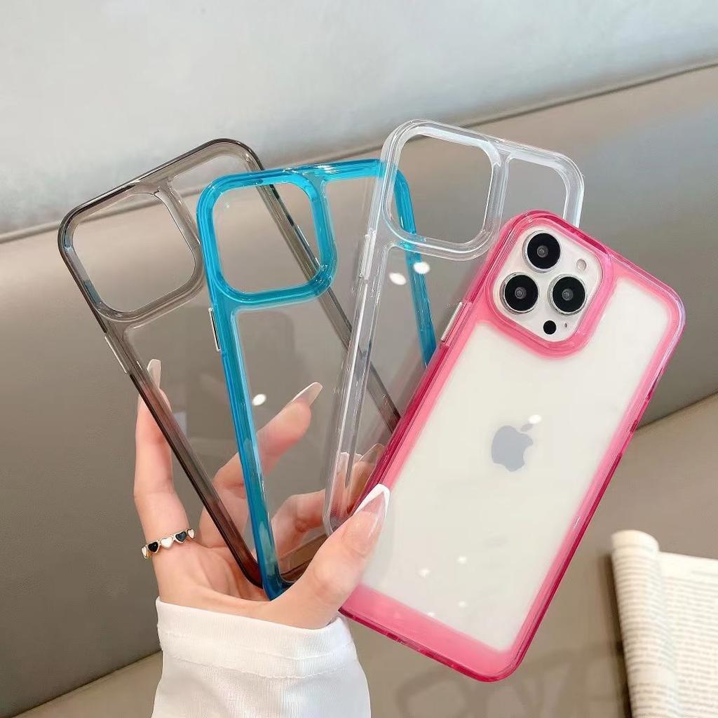 Transparent Shockproof Hard Acrylic Case For iPhone 16 15 14 13 12 11 Pro Max Plus 12 Mini 13 Mini Silicone Bumper Clear Capa