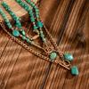 Adjustable Geometric Turquoise Beaded Necklace Multi Layered Clavicle Chain Neck Jewelry for Stylish Outfits