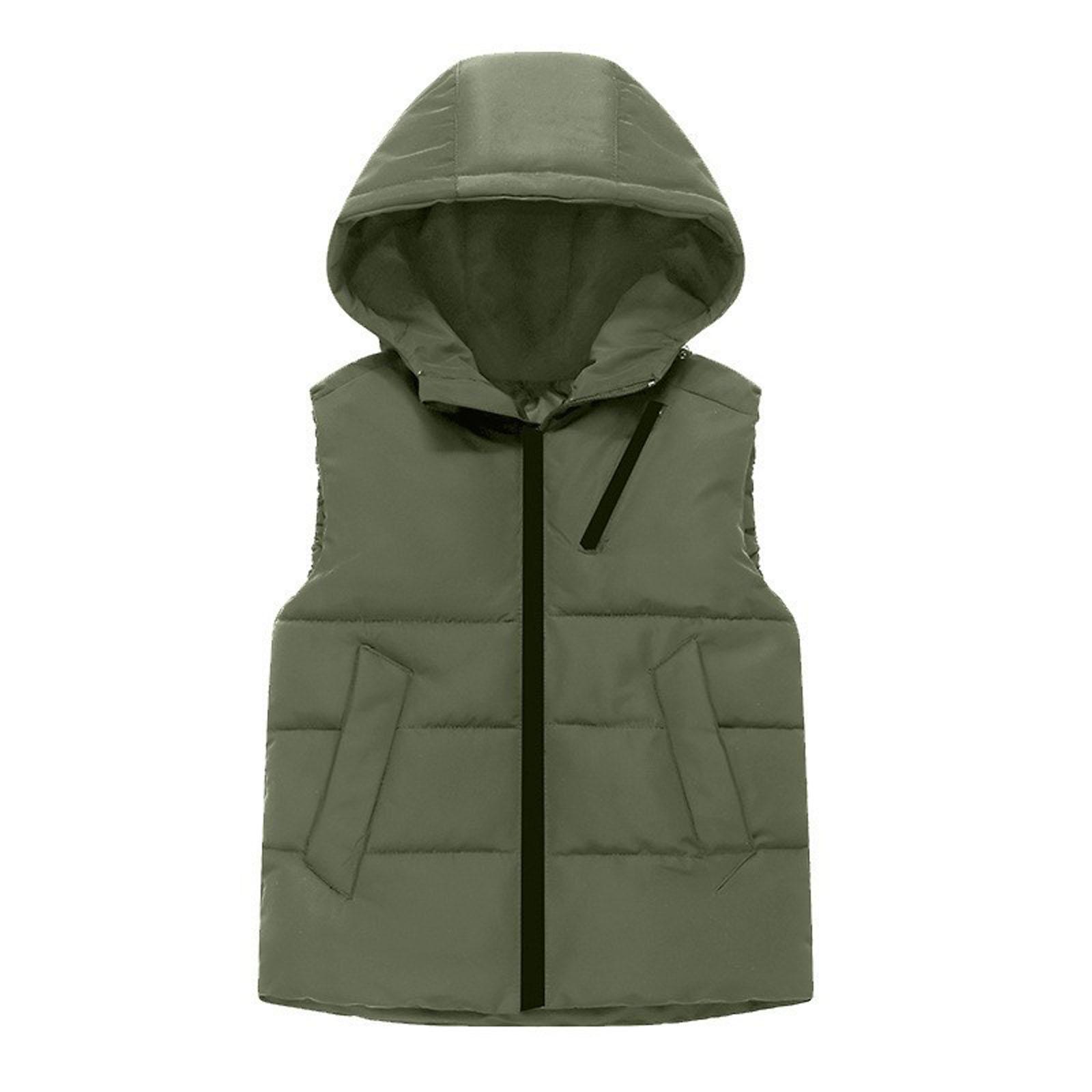 

Children s Fashionable Casual Hooded Vest Jacket 100 армия зеленый
