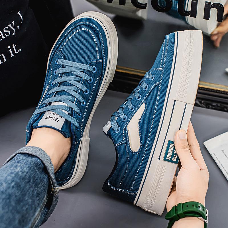 Canvas shoes autumn new thick-soled heightened breathable casual board shoes large size black cloth shoes
