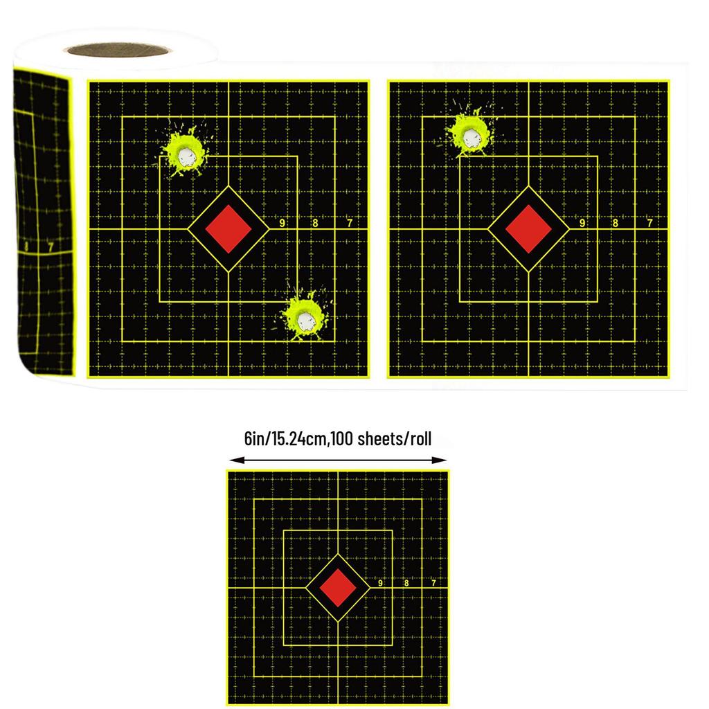 6-Inch Fluorescent Yellow Splatter Target Stickers for Professional Shooting Practice