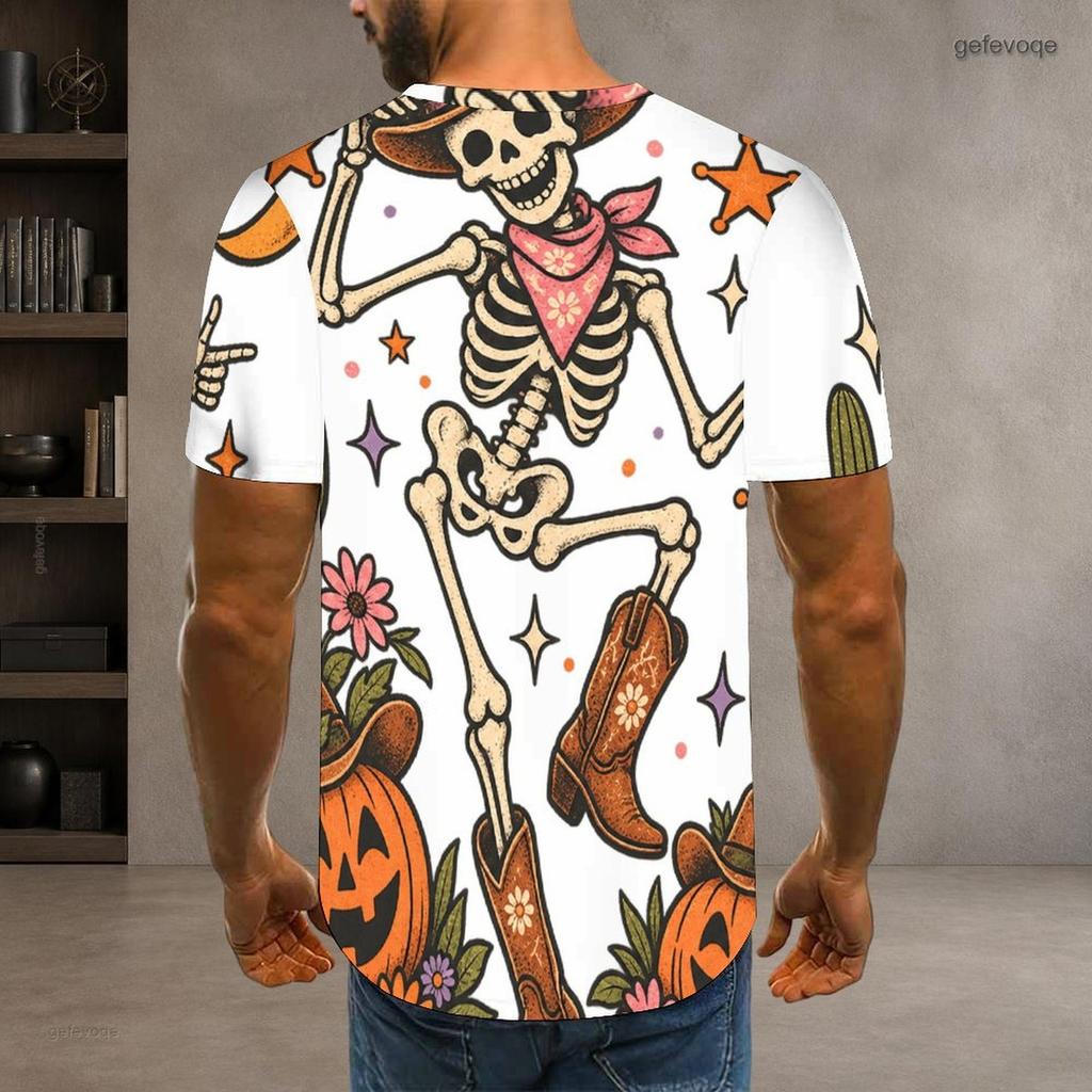 Men Plus Size Round Neck Short Sleeve T Shirt Printed Cute Cartoon Raccoon Witch Pattern