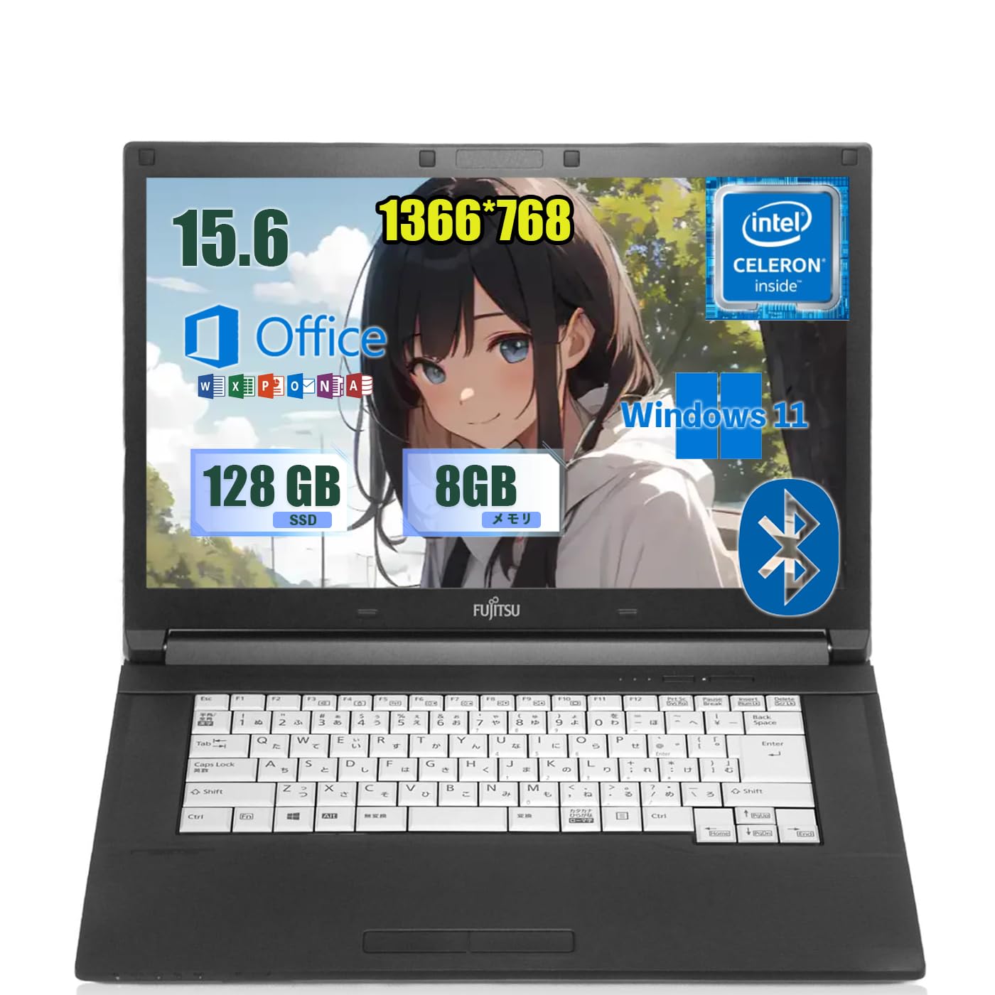 

відновлений Fujitsu LIFEBOOK A576 Intel Celeron 3855U 8GB Windows 11 Pro Office USB Японська клавіатура Вживаний, ноутбук, 15,6-дюймовий, процесор 1,60 ГГц, чорний