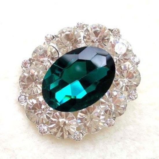 Classic style courtly large jewel brooch (green)