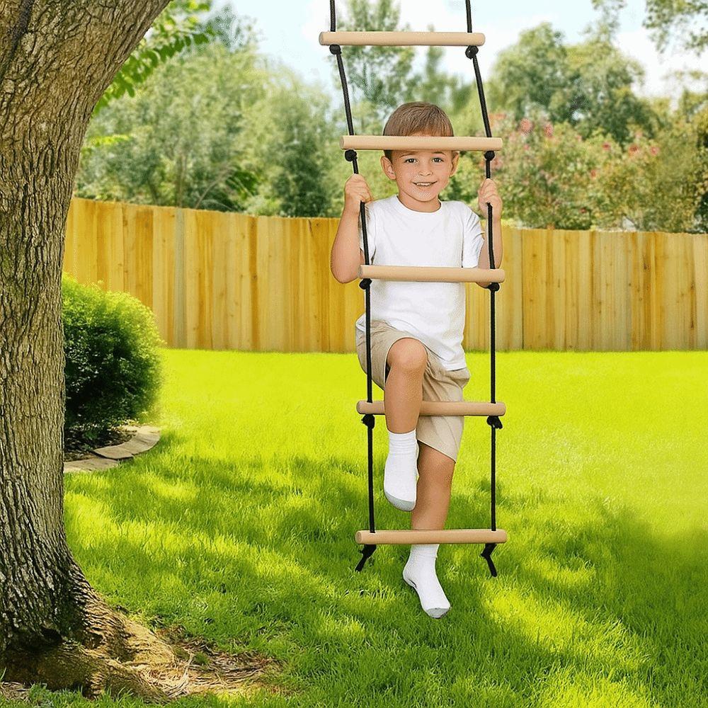 With Platforms Fitness Toy Climbing Rope Wooden Swing Chair for Kids  Playground Equipment