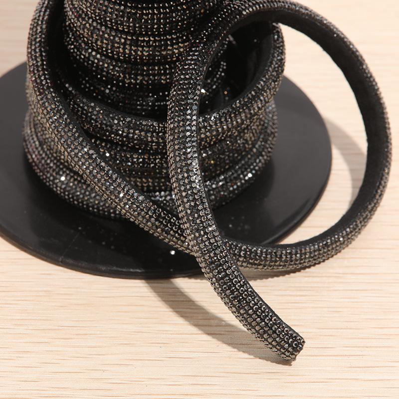 Black Rhinestone Rope Glitter Crystal Tube Cord Trimming Diy Jewelry Bracelet Necklace Headband Shoelaces Bag Drawstring Strap