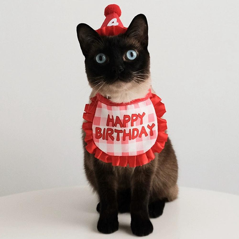 Pet Birthday Party Hat Bib Dogs Cat Dress Up Caps Cat Saliva Towel Funny Photography Props Gift Cute Pet Party Costume