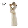 Gift for Valentine Day Wooden Texture Resin Figurine, Hand Carved Mother & Child/Family/Couple/Dog Owner Decorative Statue Office Statue,