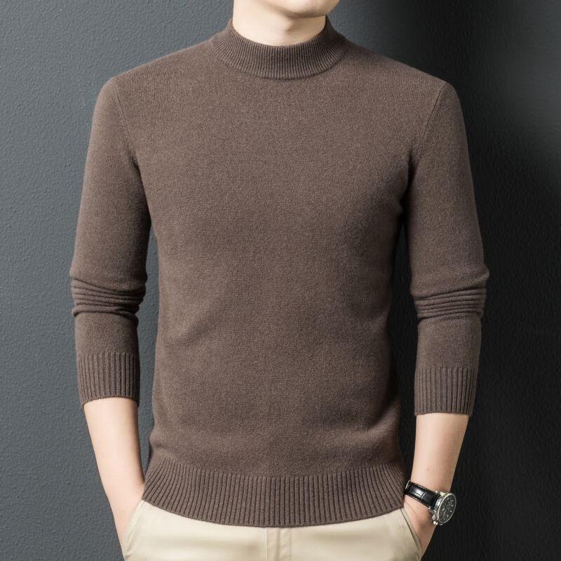 Fengxun Men's 100% Pure Wool Mock Neck Knit Sweater FXT5291