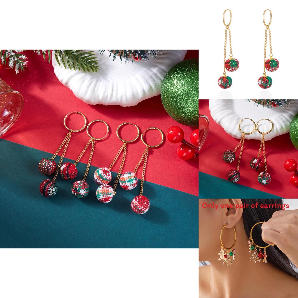 Christmas Theme Alloy Earrings With Suede Tassels Details For Seasonal Wear