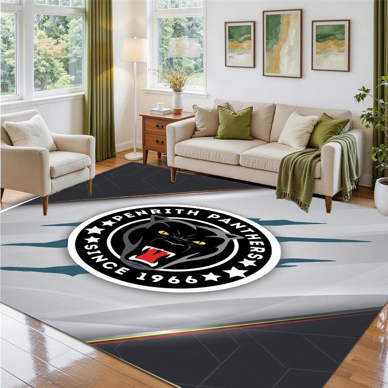 Penrith Panthers Design Crystal Velvet Rug Soft Decorative Mat for Bedroom Entrance