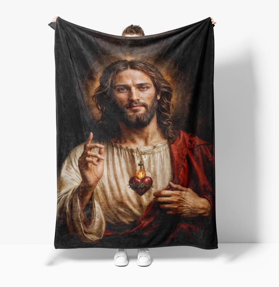 

Cristo Jesus Hanging Bohemian Soft Flannel Printed Blanket Plush Fluffy Flannel Fleece Blanket Soft Throws for Sofa and Bed 75x90cm