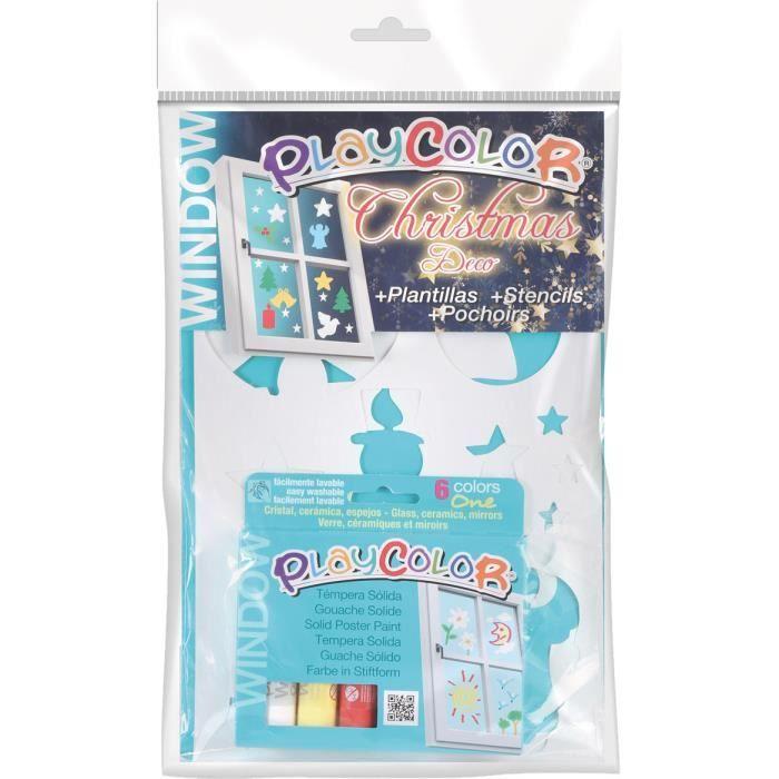 Pochoirs - Playcolor - Window One - Lot de 6 - 2 Pochoirs Noël - Couleur personnalisable