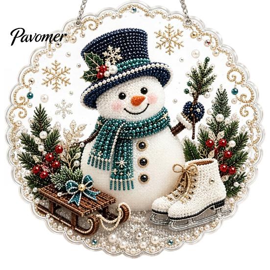 Religiöse Feiertagsdekorationen Weihnachten Perlmuttmalerei Sonnenfänger-Set, 3D Krippe/Weihnachtsmann/Vogel/Baum Festliche Heimdeko Akzente Perlen