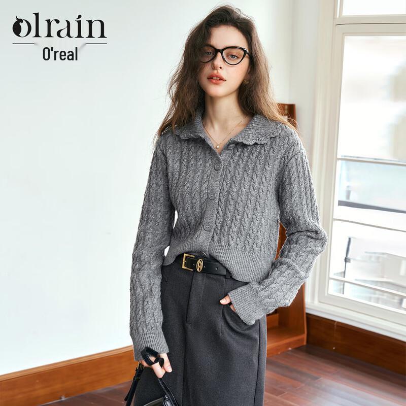 

Olrain Women s French Lapel Cable Knit Cardigan XL