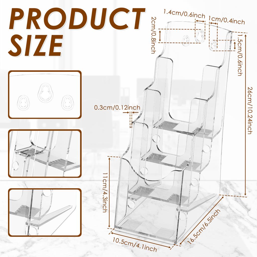 Acrylic Brochure Holder Clear Flyer Stand Literature Holder for Trifold Brochures Magazines Menus Pamphlets Booklets Documents