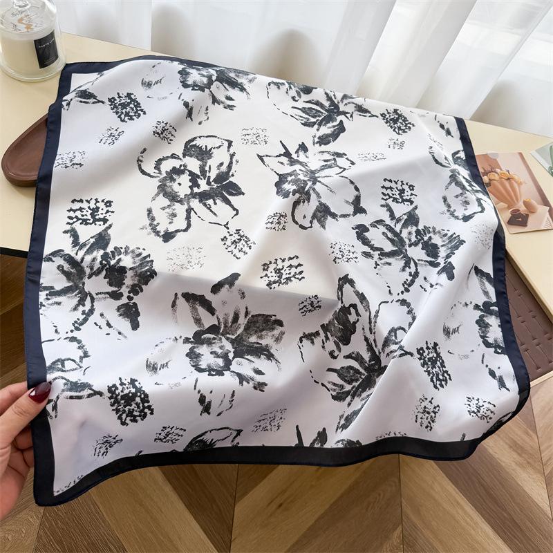 Women S Ink Printed Square Scarf Fashion Neck Sun Protection