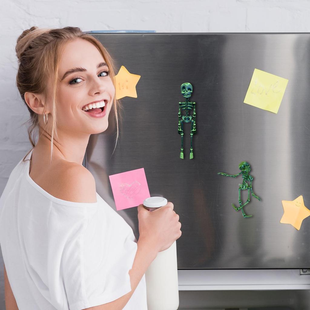 Skeleton Fridge Magnets Halloween Poseable Skeleton Decorative Magnets Cool Skull Decor Funny Spooky Stickers Party Supplies