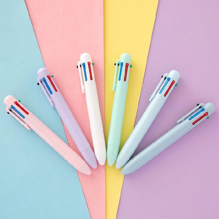 6pcs 6 Colors Retractable Ballpoint Pen 0.5mm Smooth Writing Tool Multicolor Pen For Sketching Notetaking Tasks