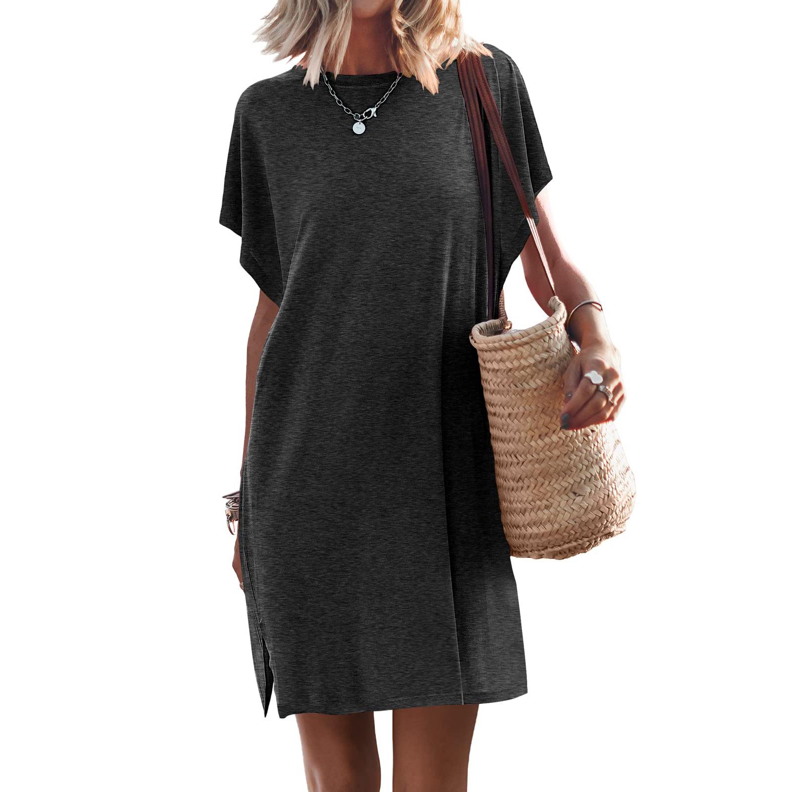 Модное женское повседневное свободное платье с круглым вырезом — фото 10