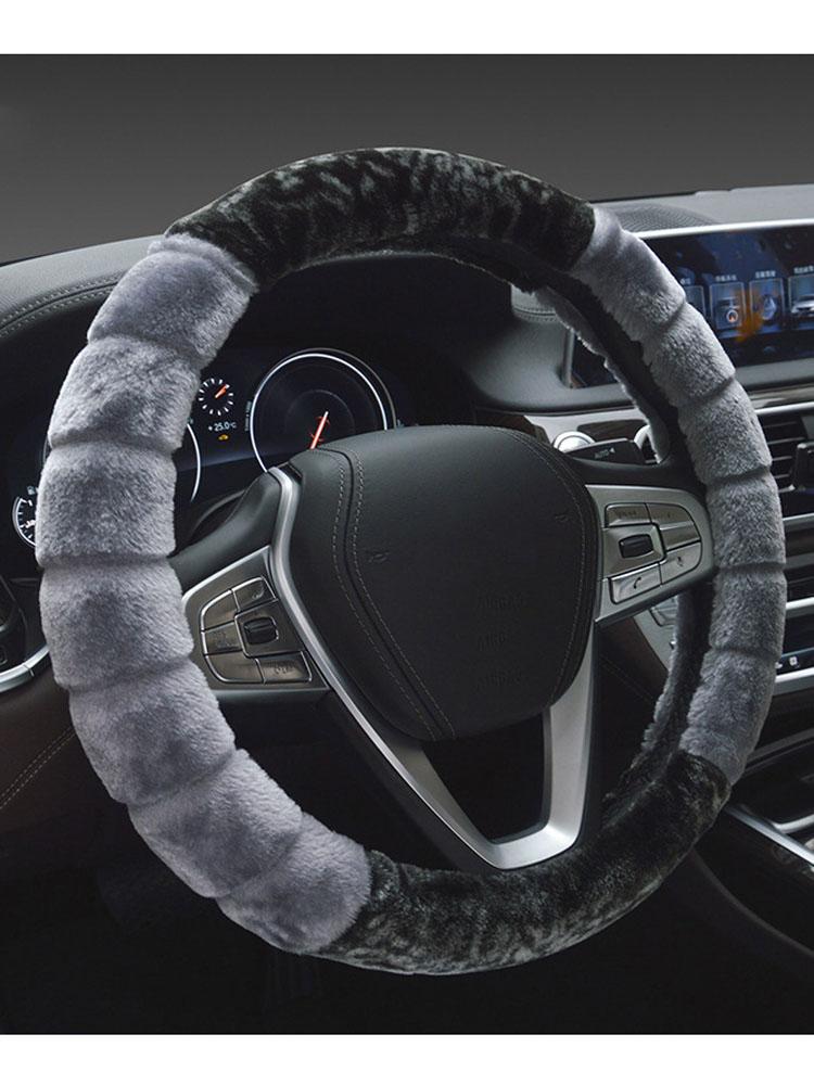38cm Car Steering Wheel Cover Warm Faux Fur Winter Super Soft Plush Auto Handlebar Protector Cover