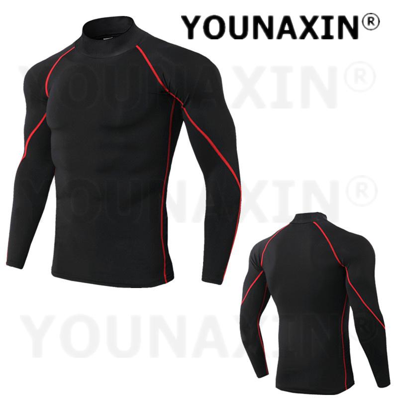 Men's High-necked Sports Long Sleeves T-shirts Skinny Fitness Clothes Yoga Training Running Quick-drying Cycling Tights Top S M L XL 2XL 3XL