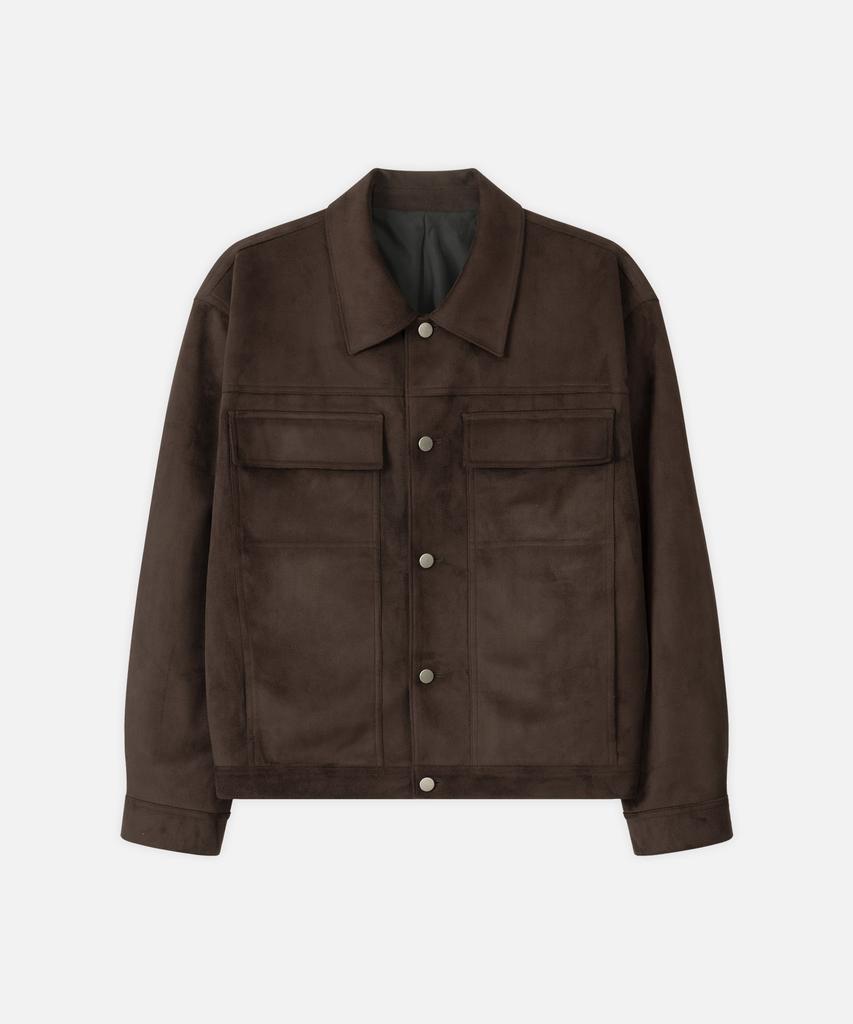Draw Fit Layered Minimal Suede Jacket [Brown]