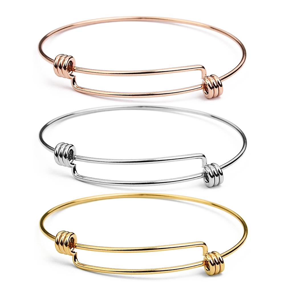 1-5pcs/lot Metal Adjustable Bangle Bracelets Blank Silver Color Open Charm Wire Base Bead Man Woman Jewelry Making