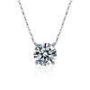 Moissanite Classic Four-Prong Necklace: Simple S925 Sterling Silver Pendant for Women, Japanese & Korean Inspired Light Luxury Style.