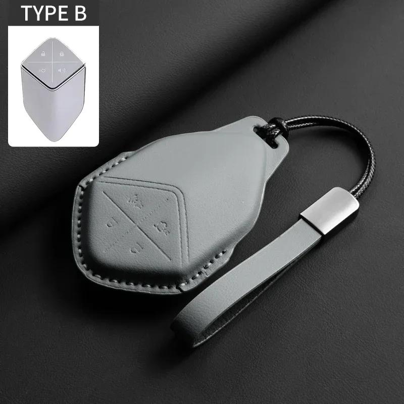 Leather Car Key Case Cover Holder Keychain Protective Shell for Changan Deepal S7 SL03 UNIT UNIK CS35 Plus CS55 Plus CS75