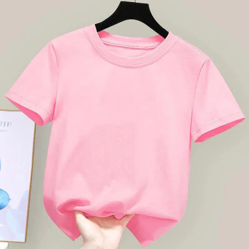 100% Baumwolle 180 g/m² Kinder T-Shirt Jungen Mädchen Sommer Kurzarm Niedlicher Stil Weiß Einfarbig Oberteil für Kinder