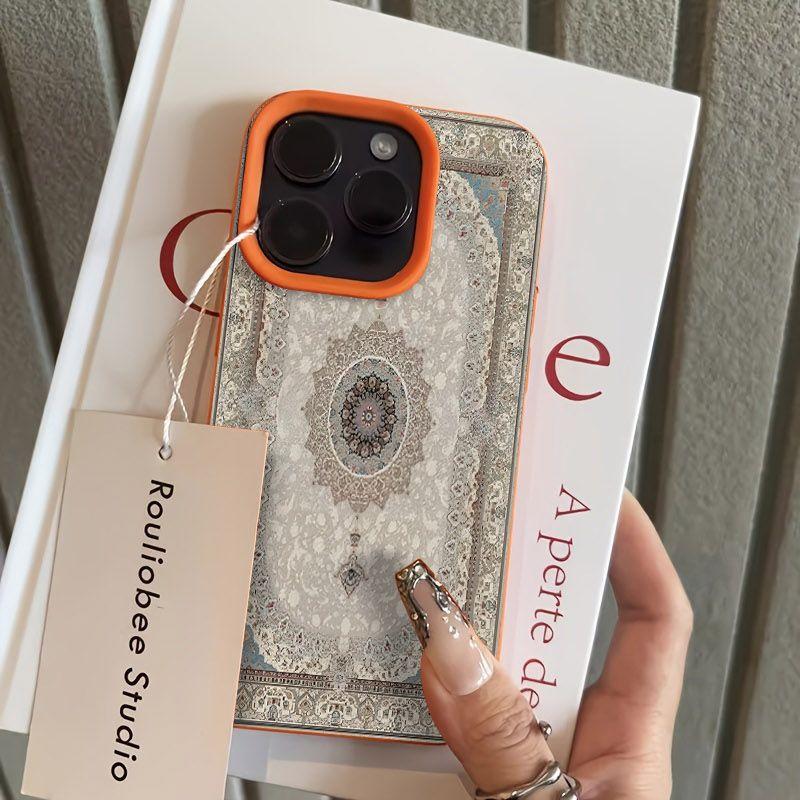 Retro Persian Carpet Patterns Matte Lychee Phone Case For iPhone 17 16 15 14 13 12 11 Pro Max XS X XR 16E 17 Air 7 8 Plus Cover