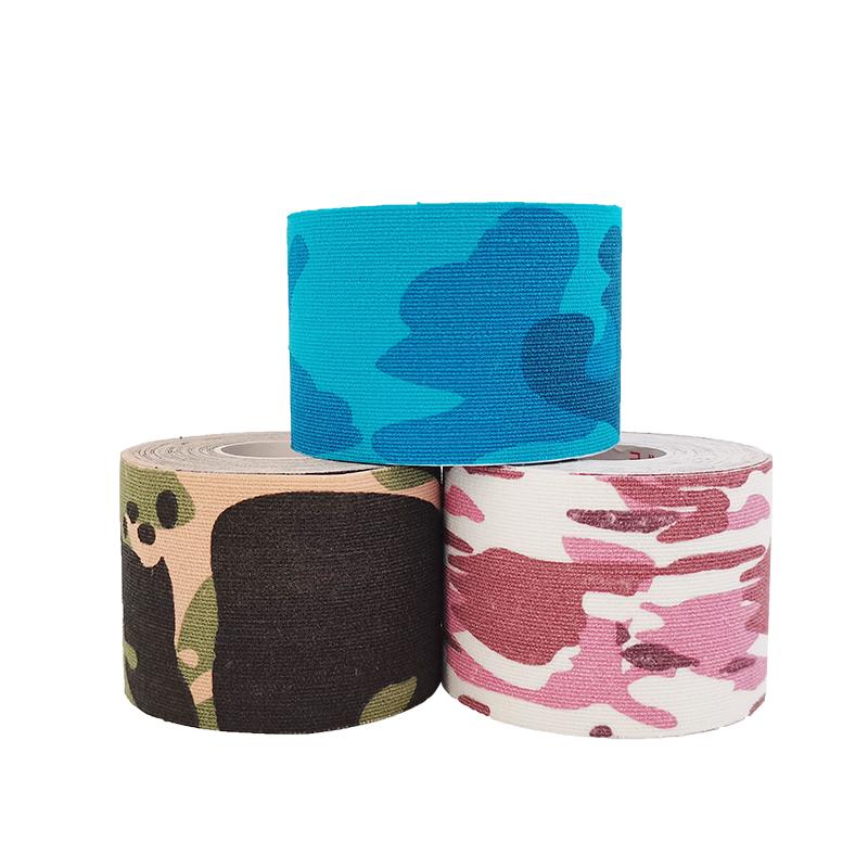 2-inch Waterproof Customizable logo Camouflage Sports Muscle Relief Tape for Therapy, Length 5 Meters