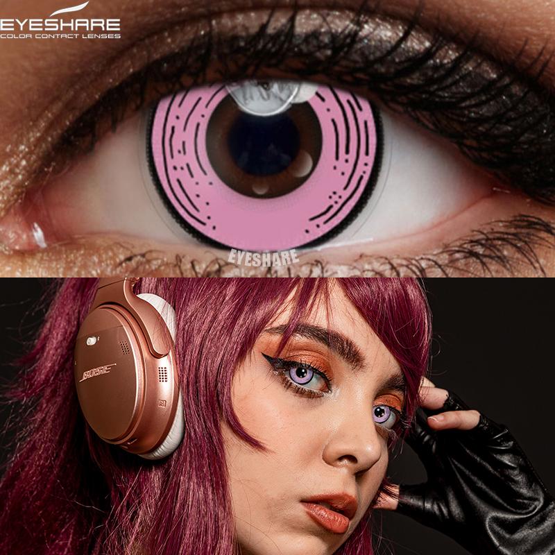 Eyeshare Fargekontaktlinser for øyne 2 stk Anime Cosplay Fargede linser Blå Lilla Halloween-linser Kontaktlinse Skjønnhetssminke