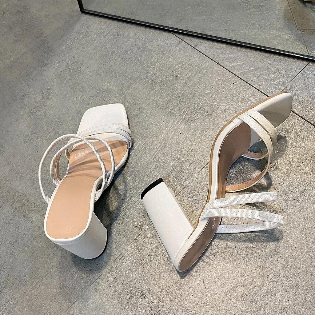 2024 New Women's Luxury Summer Sandals Brand Design High Heels Fashion Simple Solid Color Outdoor Sexy Open Toe Women's Slippers