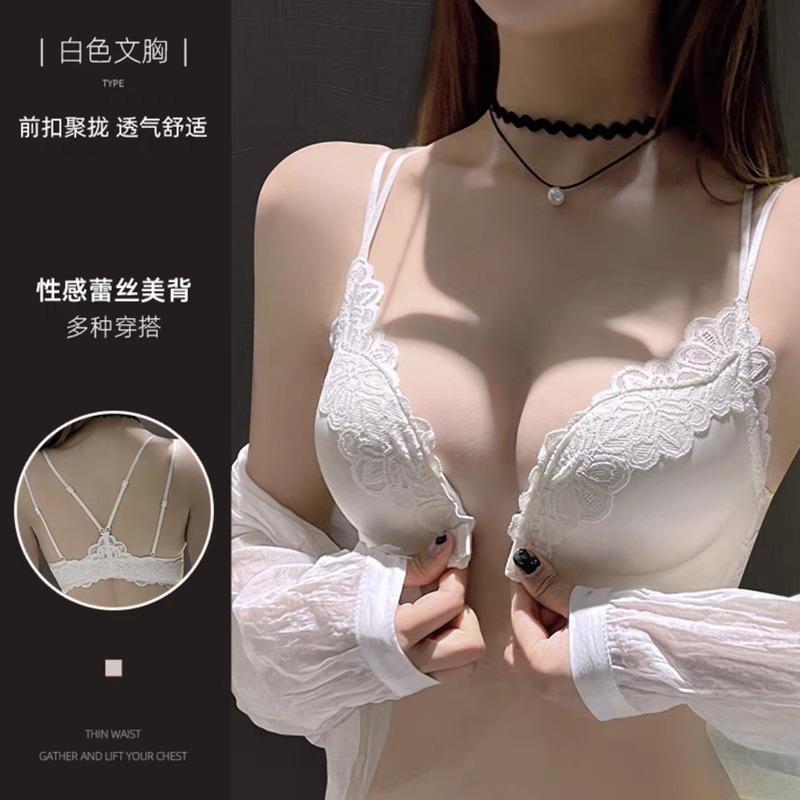 

Front buckle leopard print women s new sexy pure desire without steel rim comfortable bra set 38/85AB