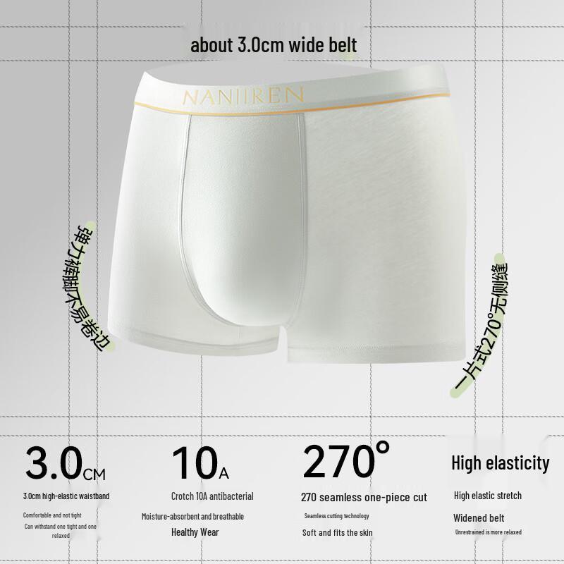Nanjiren Men's Pure Cotton & Silk Antibacterial Boxer Briefs