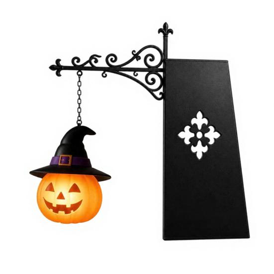 Reading Nook Accents Halloween Iron Library Lamp, Vintage Bookshelf Light with Ghost Pumpkin Bat Study Room Atmosphere Pendants, Nightlight,