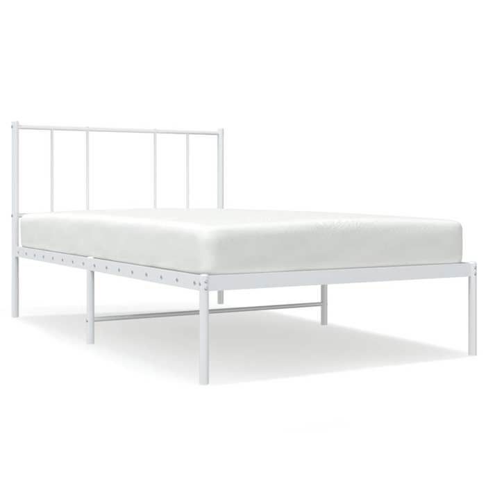 VidaXL Metal Bed Frame with White Headboard 107x203 Cm 352525