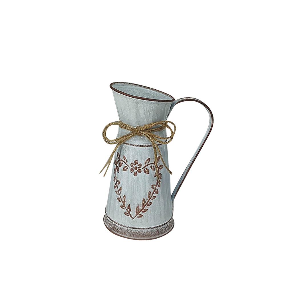 Vintage Flower Vase Iron Art Flower Pot Rustic Flower Bucket for Balcony Living Room Table Decoration