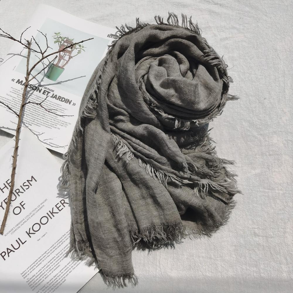 Wool scarf women's autumn and winter three-layer weaving thickened zen retro shawl men's scarf