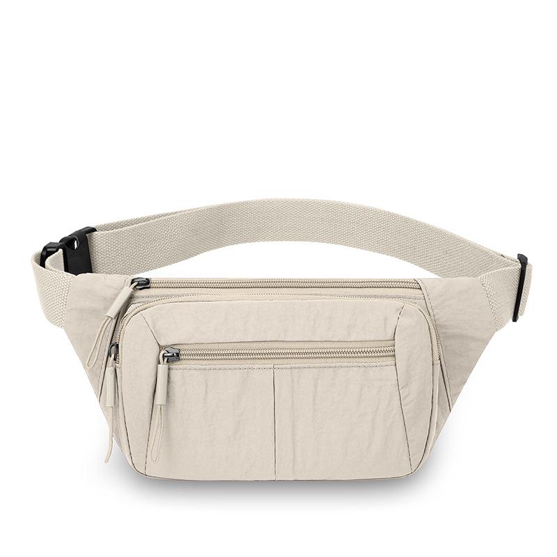 

Многослойная нагрудная сумка Женская легкая наплечная сумка кроссбоди Нейлоновая спортивная поясная сумка для езды бежевый