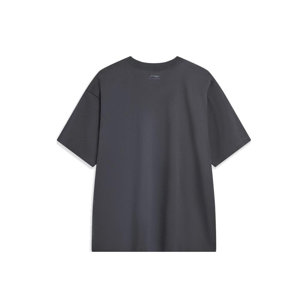 Li Ning Sports Lifestyle Series Chinese Character Logo Round Neck Short Sleeve T-Shirt Unisex T-Shirt Black-Pine-Gray AHST937-2