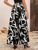 Women's 2026 Summer Chiffon Leaf Print High Waist Wide Leg Pants