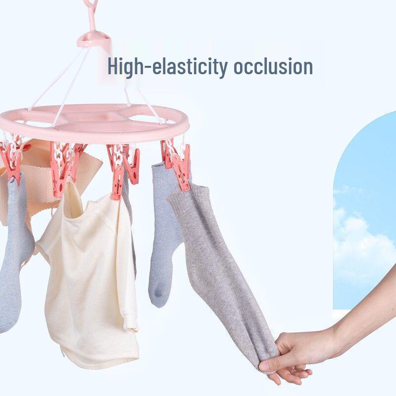 Větrovzdorný víceklipový věšák na ponožky a oblečení - Ideální do kolejí